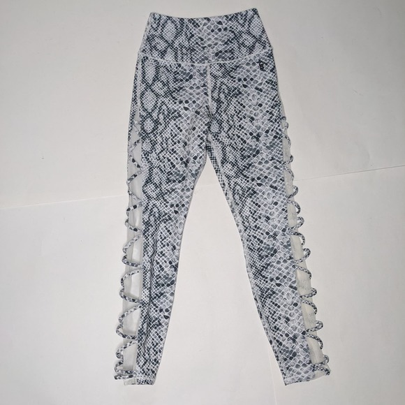 GOOD AMERICAN Women's Python Print Mesh Leggings White/Grey size 0/XS - Picture 2 of 12